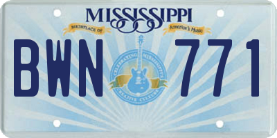 MS license plate BWN771