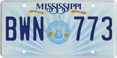 MS license plate BWN773