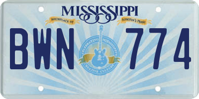 MS license plate BWN774