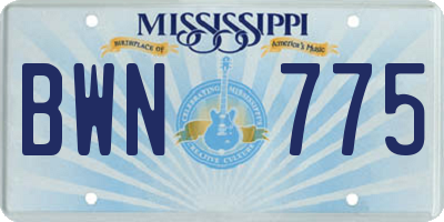 MS license plate BWN775