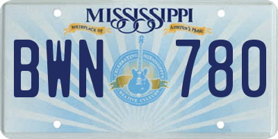 MS license plate BWN780