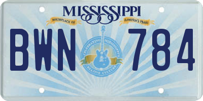 MS license plate BWN784