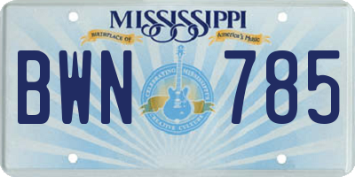 MS license plate BWN785
