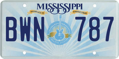 MS license plate BWN787