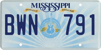 MS license plate BWN791