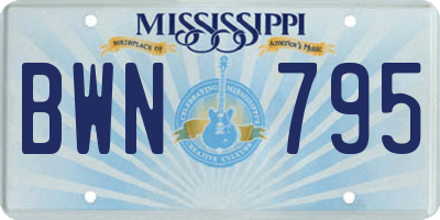 MS license plate BWN795