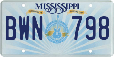 MS license plate BWN798