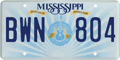 MS license plate BWN804