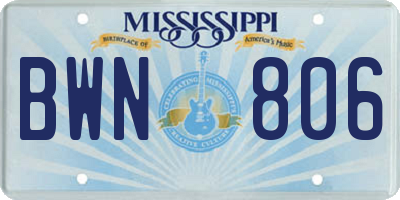 MS license plate BWN806