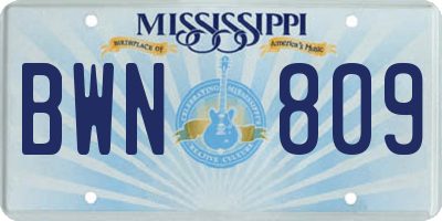 MS license plate BWN809