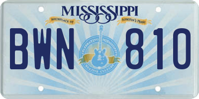 MS license plate BWN810
