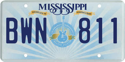 MS license plate BWN811