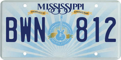 MS license plate BWN812