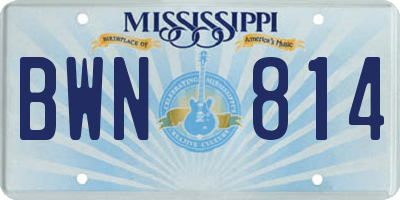 MS license plate BWN814