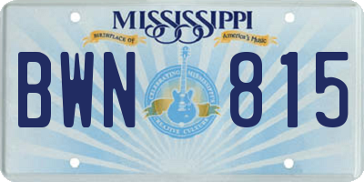 MS license plate BWN815