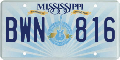MS license plate BWN816