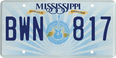MS license plate BWN817