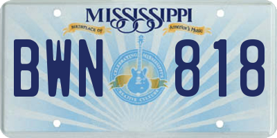 MS license plate BWN818