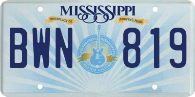 MS license plate BWN819