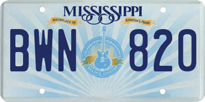 MS license plate BWN820