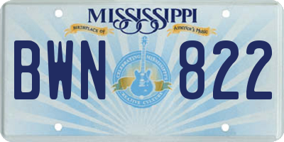 MS license plate BWN822