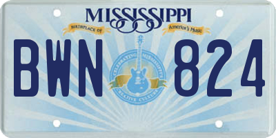 MS license plate BWN824
