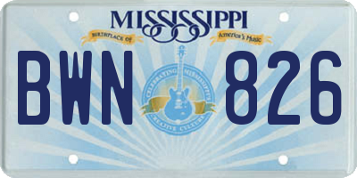 MS license plate BWN826