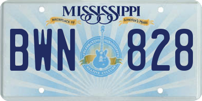 MS license plate BWN828