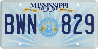 MS license plate BWN829