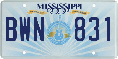 MS license plate BWN831