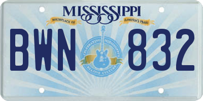 MS license plate BWN832