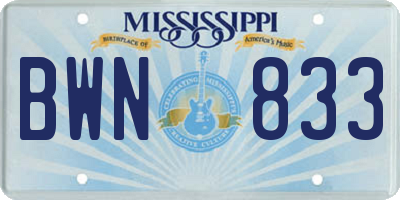 MS license plate BWN833
