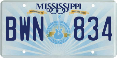 MS license plate BWN834