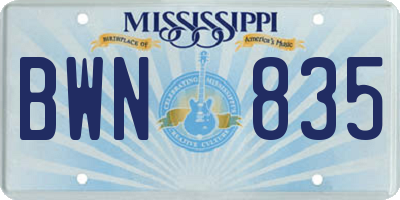MS license plate BWN835