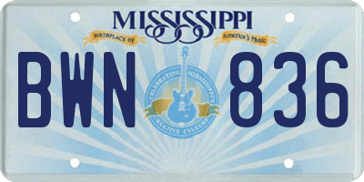 MS license plate BWN836