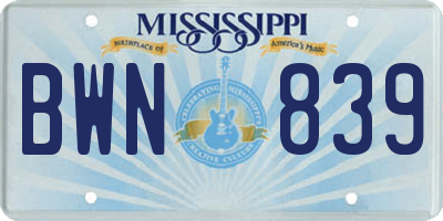 MS license plate BWN839