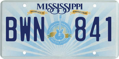 MS license plate BWN841