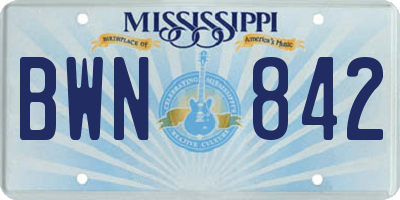 MS license plate BWN842