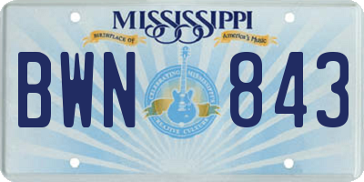 MS license plate BWN843
