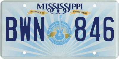 MS license plate BWN846
