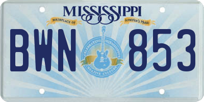 MS license plate BWN853