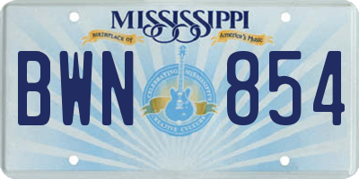 MS license plate BWN854