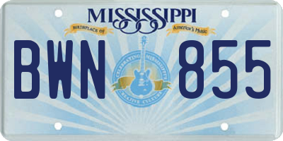MS license plate BWN855