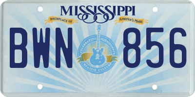 MS license plate BWN856