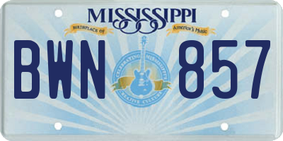 MS license plate BWN857