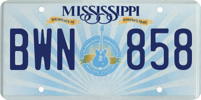 MS license plate BWN858