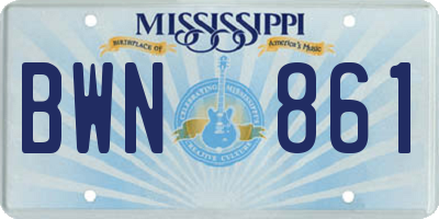MS license plate BWN861