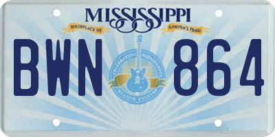 MS license plate BWN864