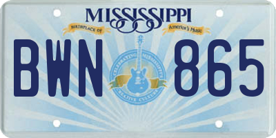 MS license plate BWN865