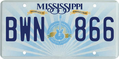 MS license plate BWN866